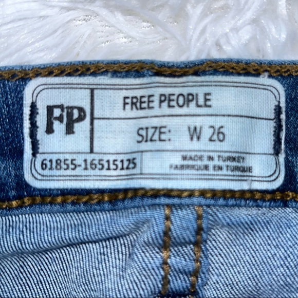 FREE PEOPLE Distressed Button Fly Blue Denim Skinny Jeans 26 - Picture 13 of 15